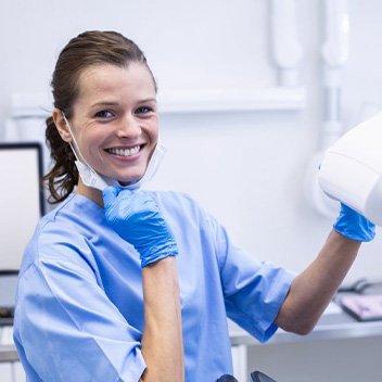 Dental hygienist smiles