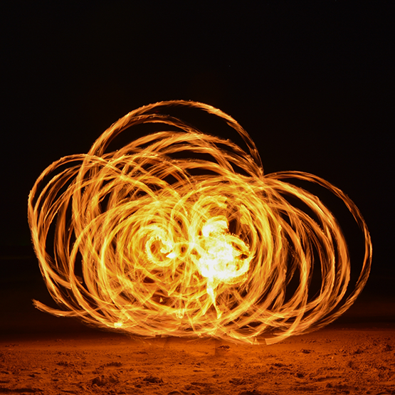 Spinning object on fire